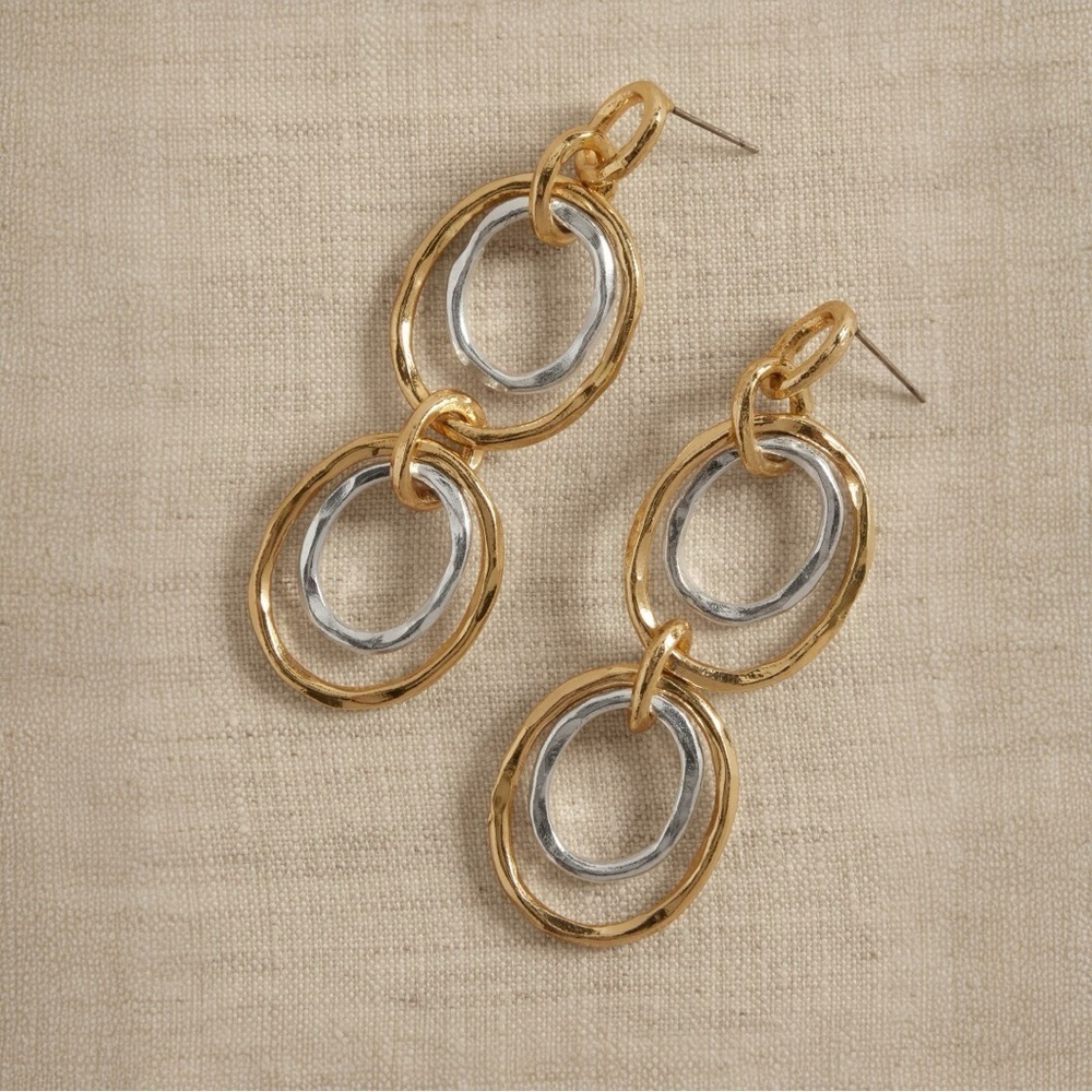 NWT Banana Republic MIXED METAL LINK EARRINGS | AUREUS + ARGENT - Picture 2 of 4